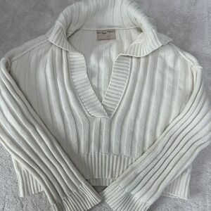 Free People We The Free Sweater Rudi Chunky Knit Funnel Neck Ivory Cream Small